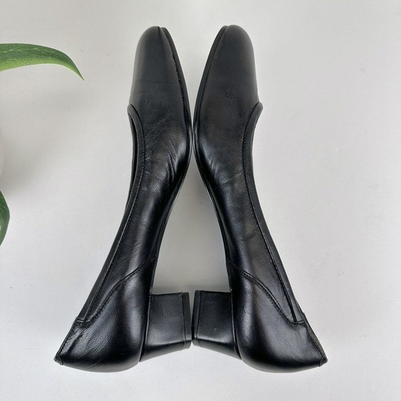 David Tate Black Supreme Leather Pumps Block Heel Slip On Shoe Womens Size 7.5 M - Picture 6 of 9